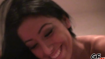 Pretty follower groupie gets the brush twat thrashed till go