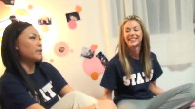 Racy and strident dorm fuckfest with enticing chicks and